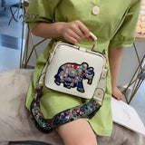 Xajzpa - Designer Luxury Brand Handbags Crossbody Bags Elephant Embroidered For Women Leather