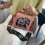 Xajzpa - Designer Luxury Brand Handbags Crossbody Bags Elephant Embroidered For Women Leather