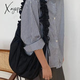 Xajzpa - Designer Pleated Womens Shoulder Bag Korean Style Solid Color Large Capacity Fashion Purse