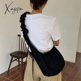 Xajzpa - Designer Pleated Womens Shoulder Bag Korean Style Solid Color Large Capacity Fashion Purse