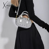 Xajzpa - Designer Quilted Pu Leather Mini Shoulder Crossbody Bags For Women Luxury Brand Boston Bag