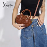 Xajzpa - Designer Quilted Pu Leather Mini Shoulder Crossbody Bags For Women Luxury Brand Boston Bag