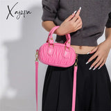 Xajzpa - Designer Quilted Pu Leather Mini Shoulder Crossbody Bags For Women Luxury Brand Boston Bag