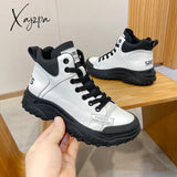 Xajzpa - Designer Running Shoes For Women Authentic Leather Platform Sneakers Femme Flats Tennis