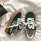 Xajzpa Designer Women’s Sneakers Casual Spring Autumn Lace Up Fashion Woman Platform Flats Shoes