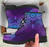 Xajzpa - Digital Print Autumn Lady High Top Skull Pattern Boot British Pu Women’s Fashion Work Boots