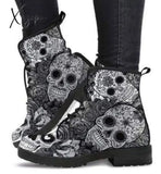 Xajzpa - Digital Print Autumn Lady High Top Skull Pattern Boot British Pu Women’s Fashion Work Boots