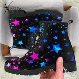 Xajzpa - Digital Print Autumn Lady High Top Skull Pattern Boot British Pu Women’s Fashion Work