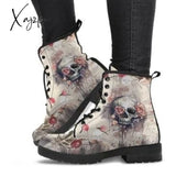 Xajzpa - Digital Print Autumn Lady High Top Skull Pattern Boot British Pu Women’s Fashion Work