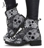 Xajzpa - Digital Print Autumn Lady High Top Skull Pattern Boot British Pu Women’s Fashion Work