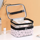 Xajzpa - Double Layer Multifunctional Transparent Cosmetic Bag Ladies Large Capacity Travel Storage