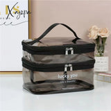 Xajzpa - Double Layer Multifunctional Transparent Cosmetic Bag Ladies Large Capacity Travel Storage