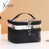 Xajzpa - Double Layer Multifunctional Transparent Cosmetic Bag Ladies Large Capacity Travel Storage