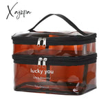 Xajzpa - Double Layer Multifunctional Transparent Cosmetic Bag Ladies Large Capacity Travel Storage