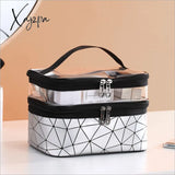 Xajzpa - Double Layer Multifunctional Transparent Cosmetic Bag Ladies Large Capacity Travel Storage