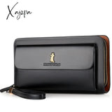 Xajzpa - Double Zipper Men’s Wallet Retro Luxury Clutch Bag Leather Organizer Big Capacity