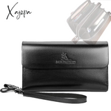 Xajzpa - Double Zipper Men’s Wallet Retro Luxury Clutch Bag Leather Organizer Big Capacity