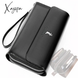 Xajzpa - Double Zipper Men’s Wallet Retro Luxury Clutch Bag Leather Organizer Big Capacity