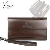 Xajzpa - Double Zipper Men’s Wallet Retro Luxury Clutch Bag Leather Organizer Big Capacity