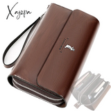 Xajzpa - Double Zipper Men’s Wallet Retro Luxury Clutch Bag Leather Organizer Big Capacity