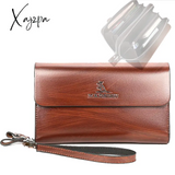 Xajzpa - Double Zipper Men’s Wallet Retro Luxury Clutch Bag Leather Organizer Big Capacity