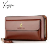 Xajzpa - Double Zipper Men’s Wallet Retro Luxury Clutch Bag Leather Organizer Big Capacity