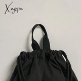 Xajzpa - Drawstring Backpack Women Fashion Reflective Stripe Travel Nylon School Bags Luxury