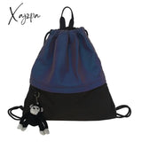 Xajzpa - Drawstring Backpack Women Fashion Reflective Stripe Travel Nylon School Bags Luxury