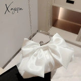 Xajzpa - Elegant Bow Decor Kiss Lock Clutch Dinner & Evening Purse With Textured Frame Glossy Metal