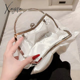 Xajzpa - Elegant Bow Decor Kiss Lock Clutch Dinner & Evening Purse With Textured Frame Glossy Metal