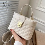 Xajzpa - Embroidery Tote Bucket Bag New High-Quality Pu Leather Women’s Designer Handbag Luxury