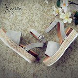 Xajzpa - Espadrille Platform Sandals Gray / 35