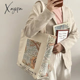 Xajzpa - Extra Thick Canvas Female Shoulder Bag Van Gogh Morris Vintage Oil Painting Zipper Books Handbag Large Tote For Women Shopping