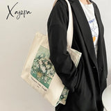 Xajzpa - Extra Thick Canvas Female Shoulder Bag Van Gogh Morris Vintage Oil Painting Zipper Books