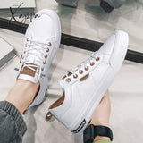 Xajzpa - Fall Men Sneakers Casual Tennis Shoes Lightweight Breathable Spring Flat Male White