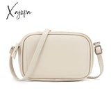 Xajzpa - Fashion Beige Leather Bag Small Shoulder For Women Mini Crossbody Female Mobile Phone