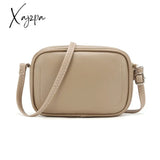 Xajzpa - Fashion Beige Leather Bag Small Shoulder For Women Mini Crossbody Female Mobile Phone