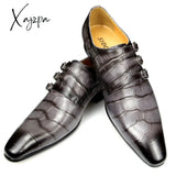 Xajzpa - Fashion Business Men Leather Shoes Crocodile Print Wedding Party Office High Grade Genuine