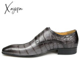 Xajzpa - Fashion Business Men Leather Shoes Crocodile Print Wedding Party Office High Grade Genuine