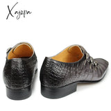 Xajzpa - Fashion Business Men Leather Shoes Crocodile Print Wedding Party Office High Grade Genuine