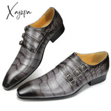 Xajzpa - Fashion Business Men Leather Shoes Crocodile Print Wedding Party Office High Grade Genuine