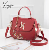 Xajzpa - Fashion Embroidery Female Bag New Handbags Small Sweet Lady Shoulder High Quality Pu