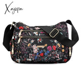 Xajzpa - Fashion Floral Shoulder Bag Women Nylon Waterproof Soft Zipper Crossbody Hobos