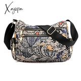 Xajzpa - Fashion Floral Shoulder Bag Women Nylon Waterproof Soft Zipper Crossbody Hobos