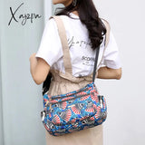 Xajzpa - Fashion Floral Shoulder Bag Women Nylon Waterproof Soft Zipper Crossbody Hobos