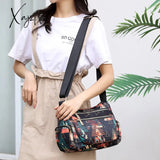 Xajzpa - Fashion Floral Shoulder Bag Women Nylon Waterproof Soft Zipper Crossbody Hobos