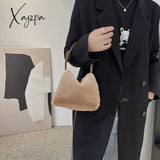 Xajzpa - Fashion Fluffy Plush Handbag Chain Crossbody Bag Casual Versatile Shoulder & Purse Khaki /