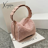 Xajzpa - Fashion Fluffy Plush Handbag Chain Crossbody Bag Casual Versatile Shoulder & Purse Women