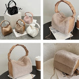 Xajzpa - Fashion Fluffy Plush Handbag Chain Crossbody Bag Casual Versatile Shoulder & Purse Women