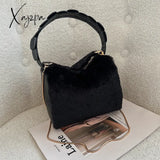 Xajzpa - Fashion Fluffy Plush Handbag Chain Crossbody Bag Casual Versatile Shoulder & Purse Women